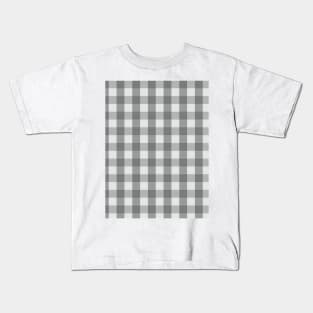 Classic Gingham Fabric Checkered Retro Pattern Grey Kids T-Shirt